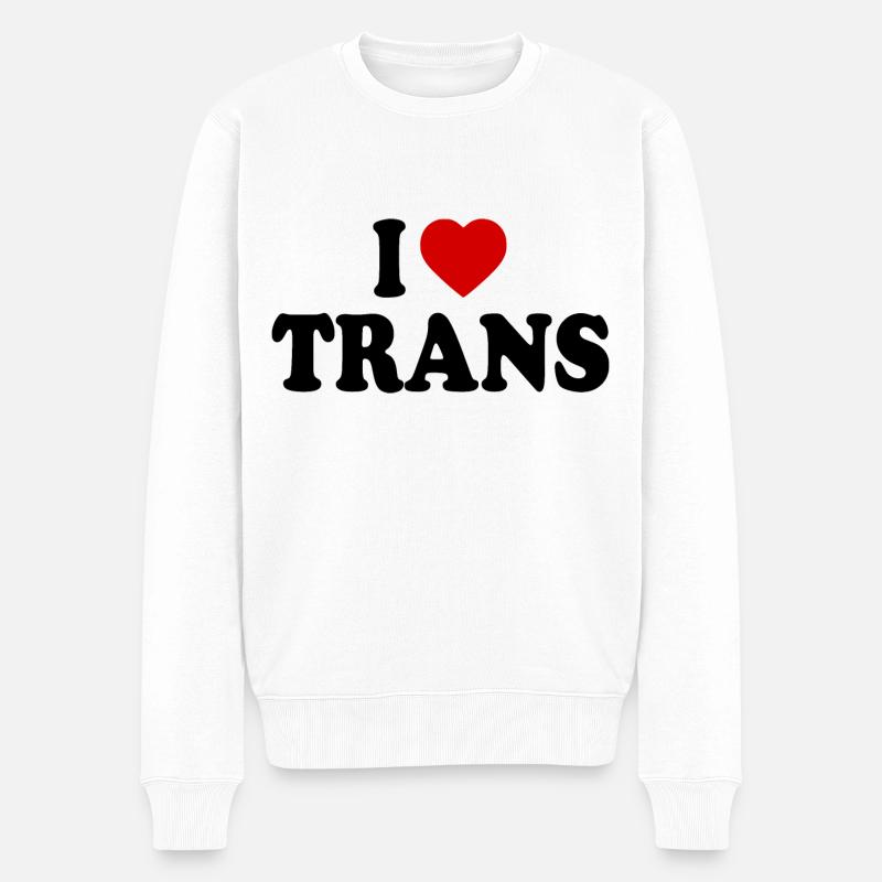 I love trans - Männer Premium Bio Pullover - Weiß