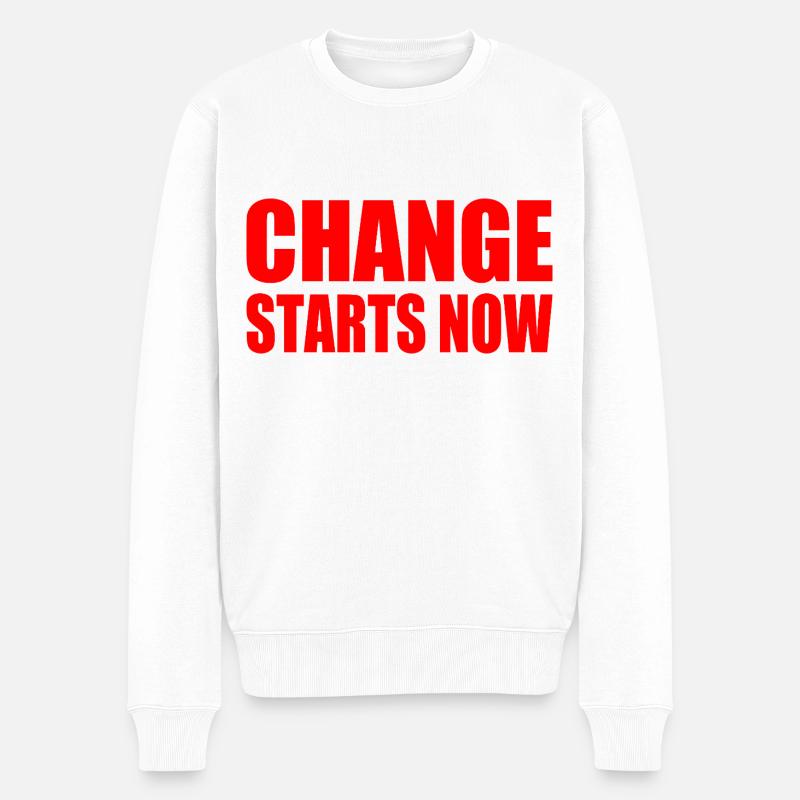 Change starts now - Männer Premium Bio Pullover - Weiß