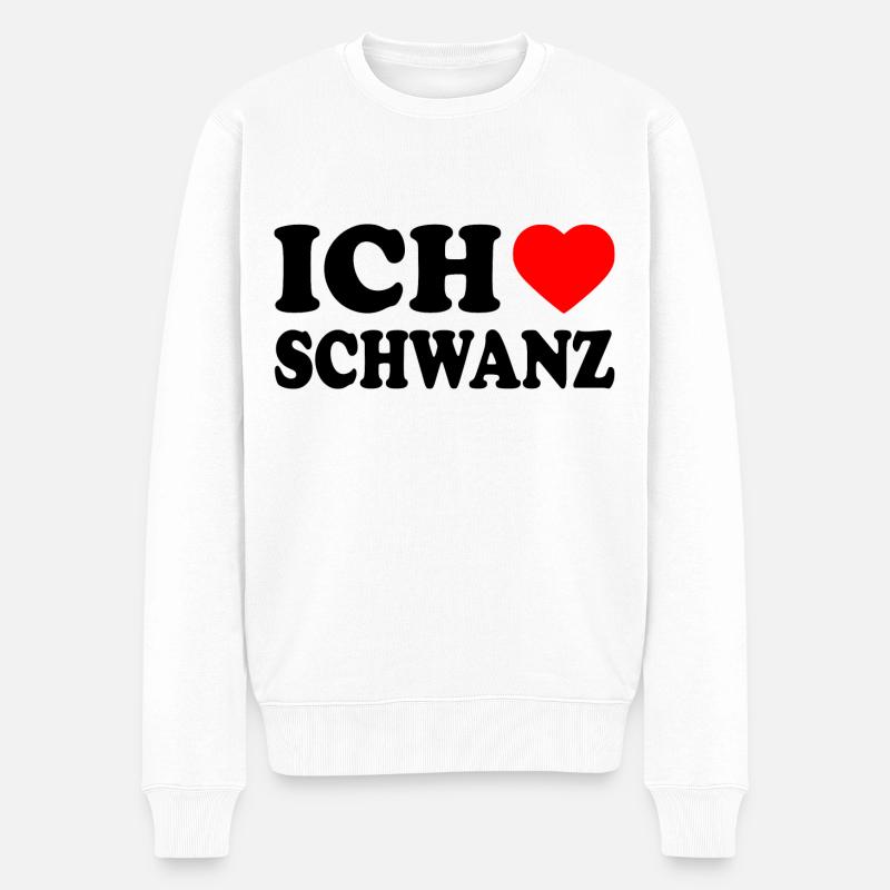 Ich liebe schwanz - Männer Premium Bio Pullover - Weiß