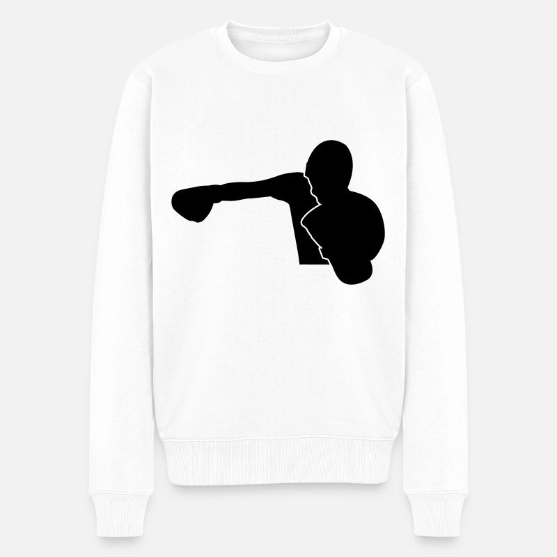 Boxer schlägt KnockOut Design - Männer Premium Bio Pullover - Weiß