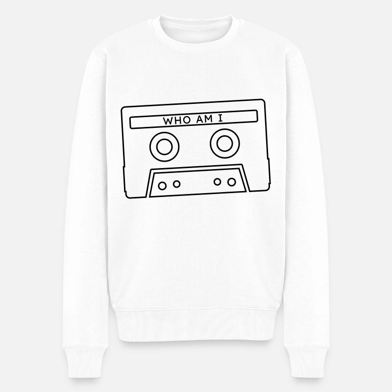 Retro Audiokassette - Männer Premium Bio Pullover - Weiß