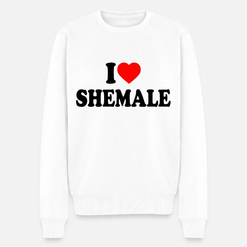 I love shemale - Männer Premium Bio Pullover - Weiß