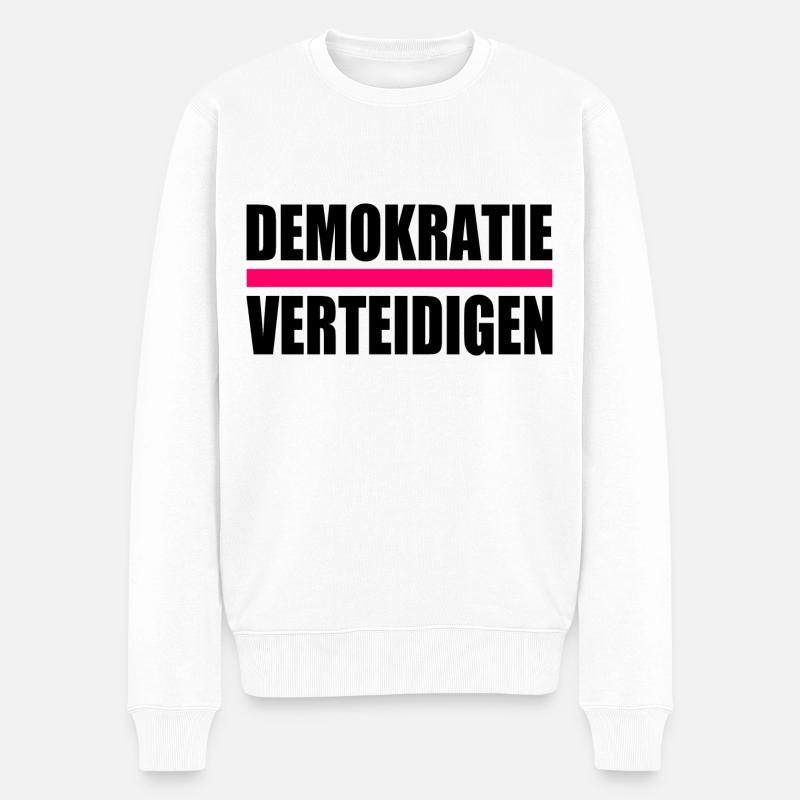 demokratie verteidigen - Männer Premium Bio Pullover - Weiß