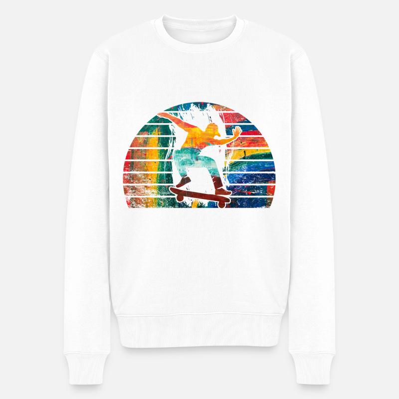 Skateboard Freestyle - Männer Premium Bio Pullover - Weiß