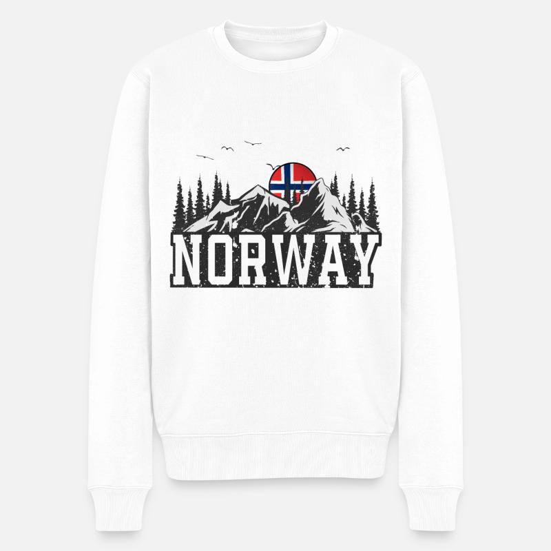 Norwegen - Männer Premium Bio Pullover - Weiß