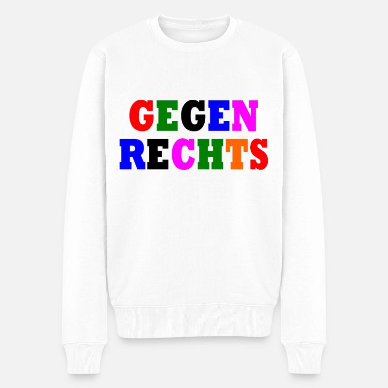 Gegen rechts - Männer Premium Bio Pullover - Weiß