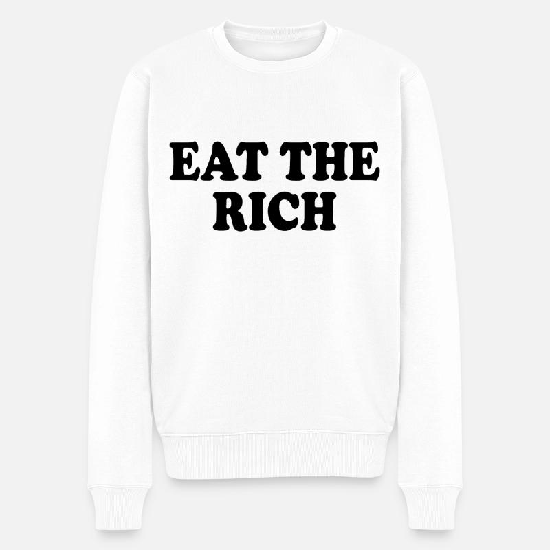 Eat the rich - Männer Premium Bio Pullover - Weiß