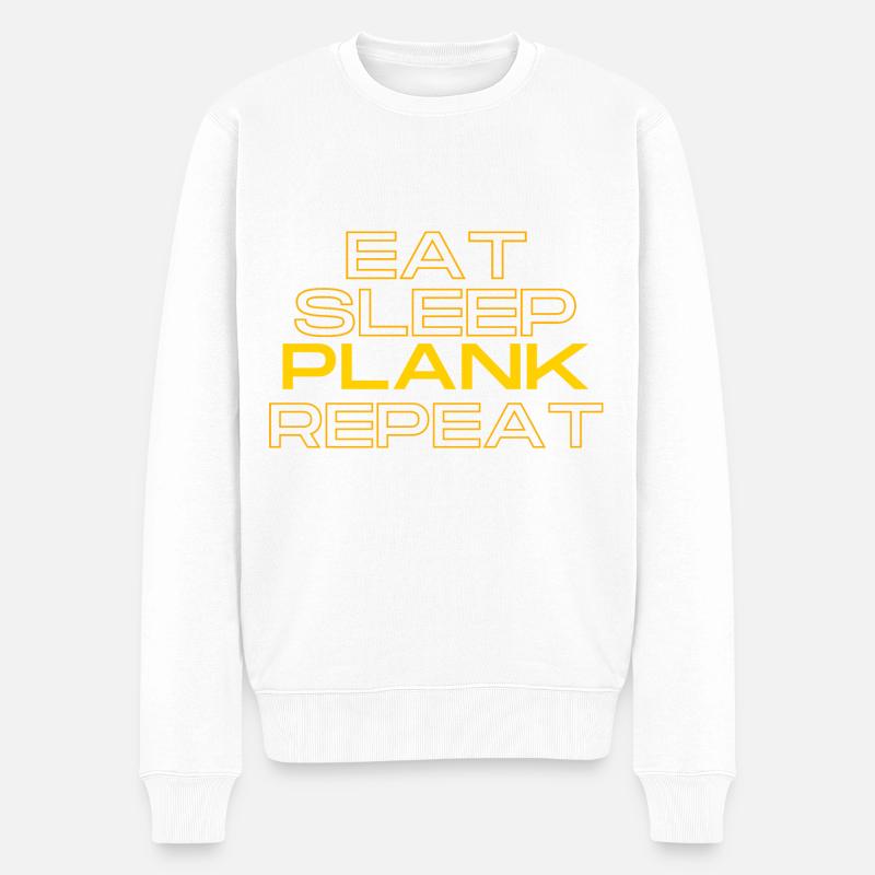 Essen, schlafen, trainieren, wiederholen - Männer Premium Bio Pullover - Weiß