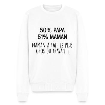 Grenouillère Bébé Annonce Grossesse Message Humour - Pull Premium bio Homme - blanc - Devant - Thijin (182cm)