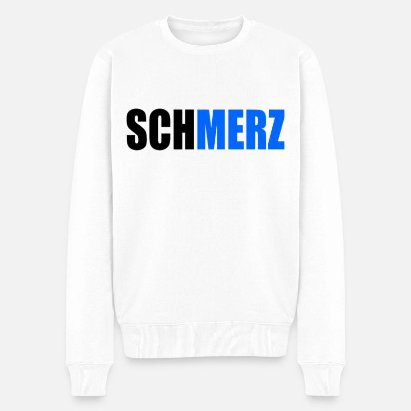 Schmerz no merz - Männer Premium Bio Pullover - Weiß