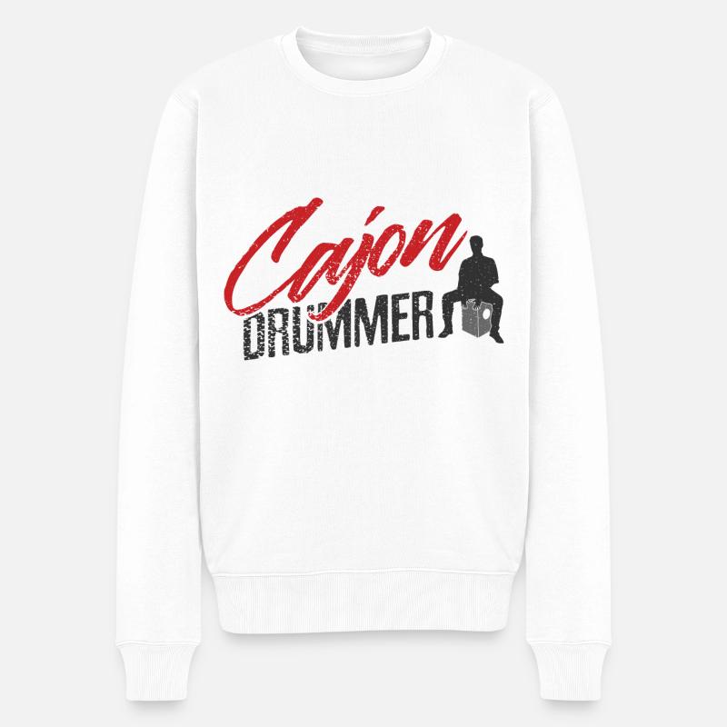 Cajon Cajon Drummer - Männer Premium Bio Pullover - Weiß
