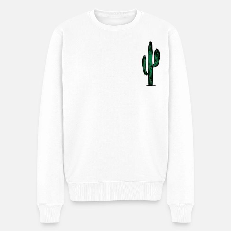 Kaktus - Männer Premium Bio Pullover - Weiß