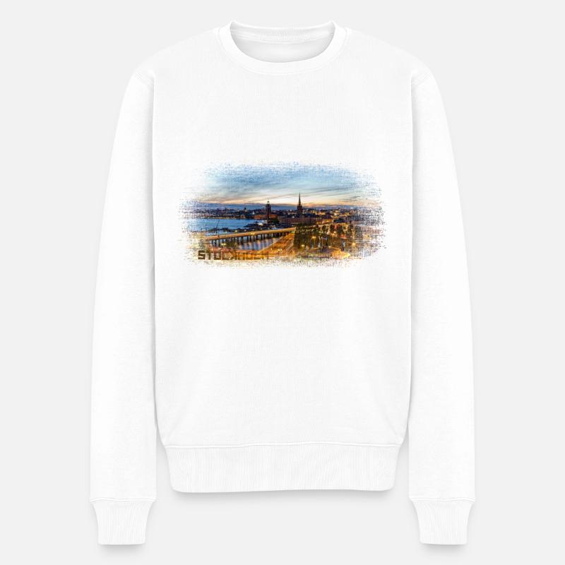 Stockholm Schweden - Männer Premium Bio Pullover - Weiß