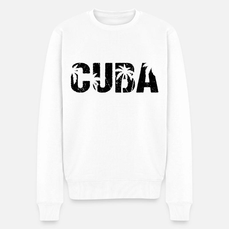 Cuba Palmen Karibik Insel Kuba - Männer Premium Bio Pullover - Weiß