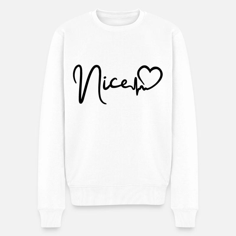 Nice Herzschlag Nizza Stadt Frankreich - Männer Premium Bio Pullover - Weiß