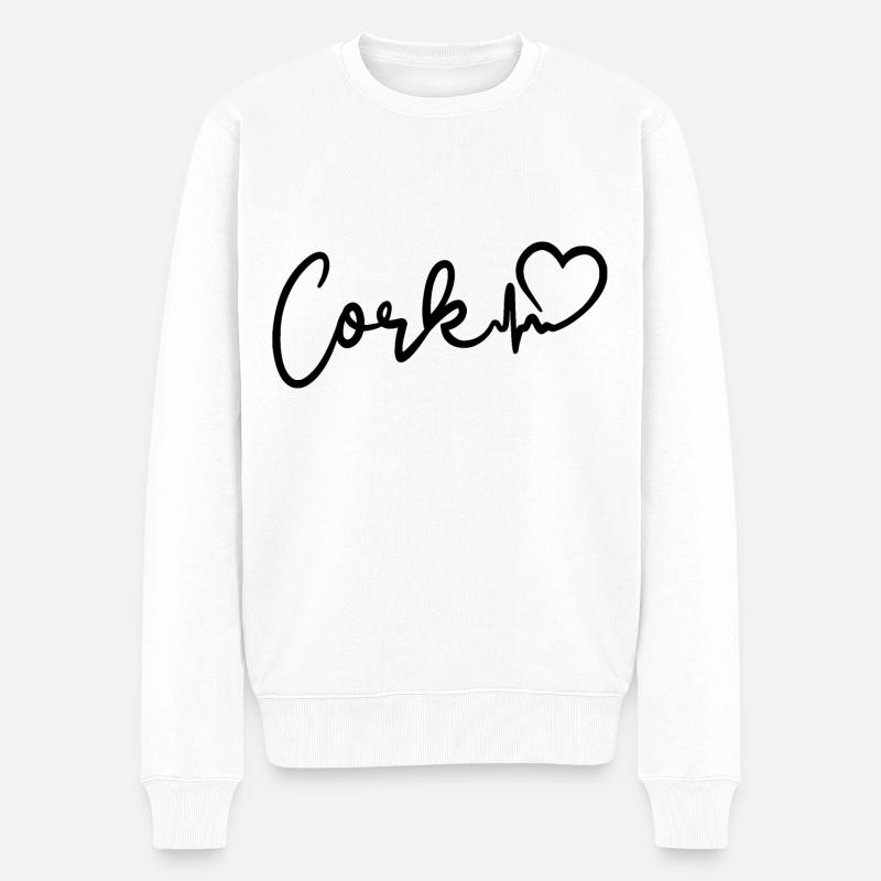 Cork Herzschlag - Männer Premium Bio Pullover - Weiß