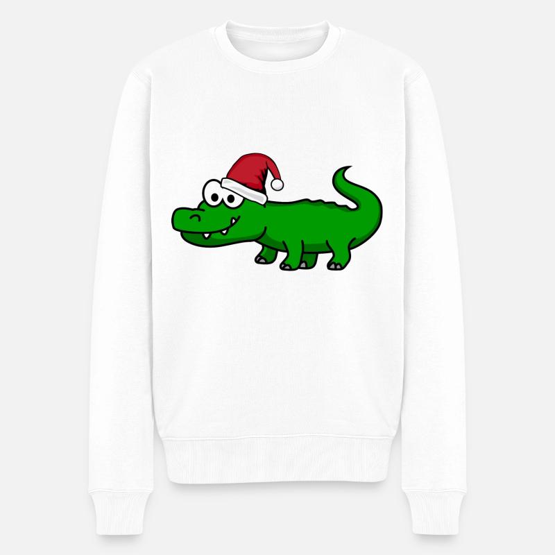 Alligator Weihnachten Comic - Männer Premium Bio Pullover - Weiß