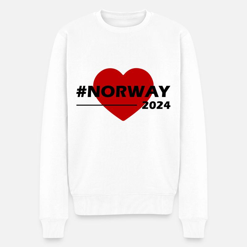 Norvège 2024 Coeur Amour - Pull Premium bio Homme - blanc