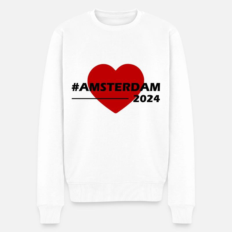 Amsterdam 2024 Herz Liebe - Männer Premium Bio Pullover - Weiß