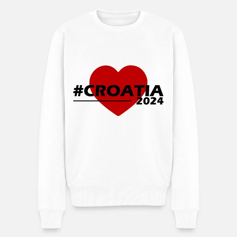 Croatie 2024 Coeur Amour - Pull Premium bio Homme - blanc