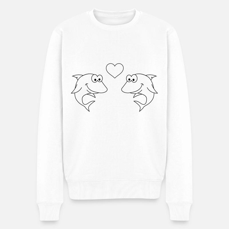 Shark Comic Couple Amour - Pull Premium bio Homme - blanc