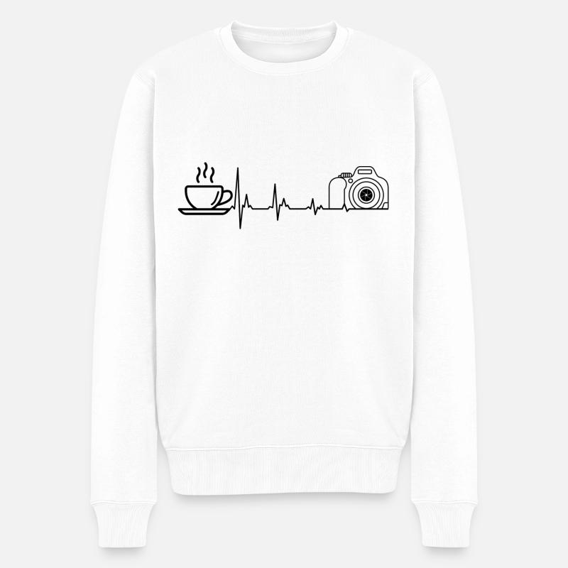 Kaffee und Fotografie - Männer Premium Bio Pullover - Weiß