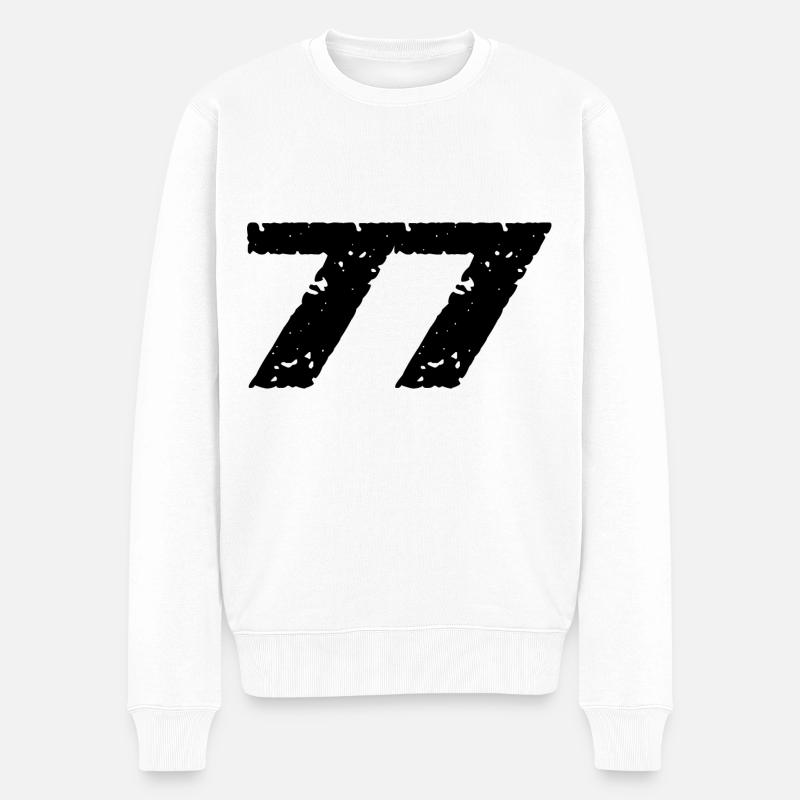 77 Zahl Trikot - Männer Premium Bio Pullover - Weiß