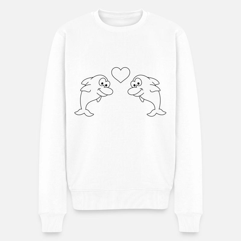 Dolphin Comic Couple Amour - Pull Premium bio Homme - blanc