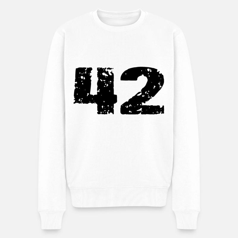 42 Zahl Trikot - Männer Premium Bio Pullover - Weiß