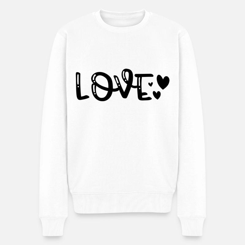 Cœurs d’amour - Pull Premium bio Homme - blanc