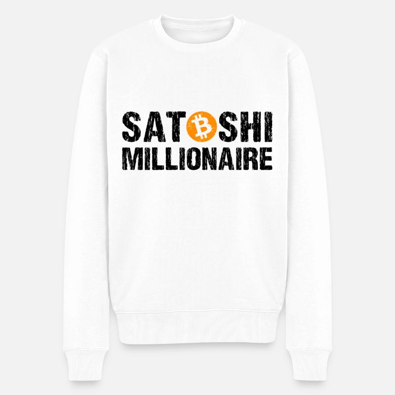 Satoshi Millionaire Kryptowährung Bitcoin - Männer Premium Bio Pullover - Weiß