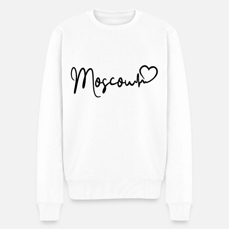 Moscou Heartbeat Russie Moscou - Pull Premium bio Homme - blanc