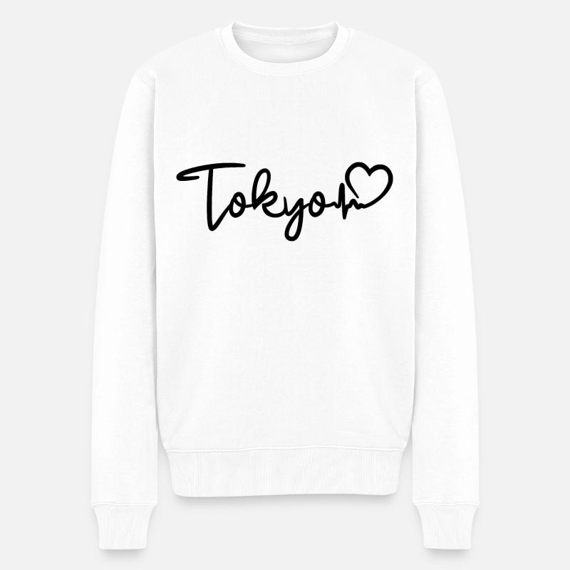 Tokyo Herzschlag - Männer Premium Bio Pullover - Weiß