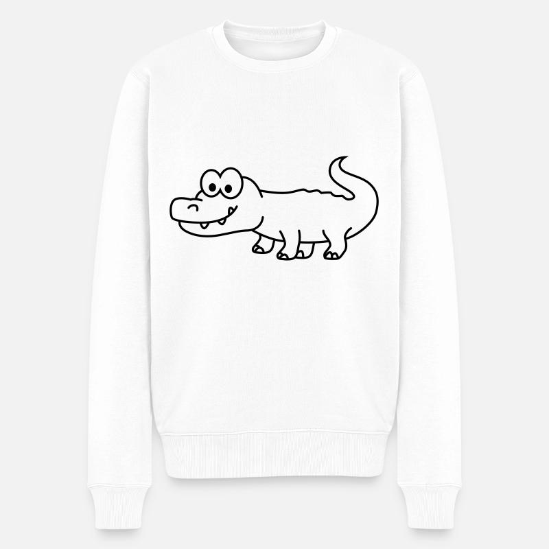Alligator Comic Tier - Männer Premium Bio Pullover - Weiß