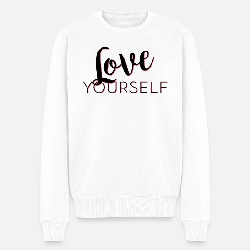 Love Yourself lettrage Pascal Voggenhuber - Pull Premium bio Homme - blanc