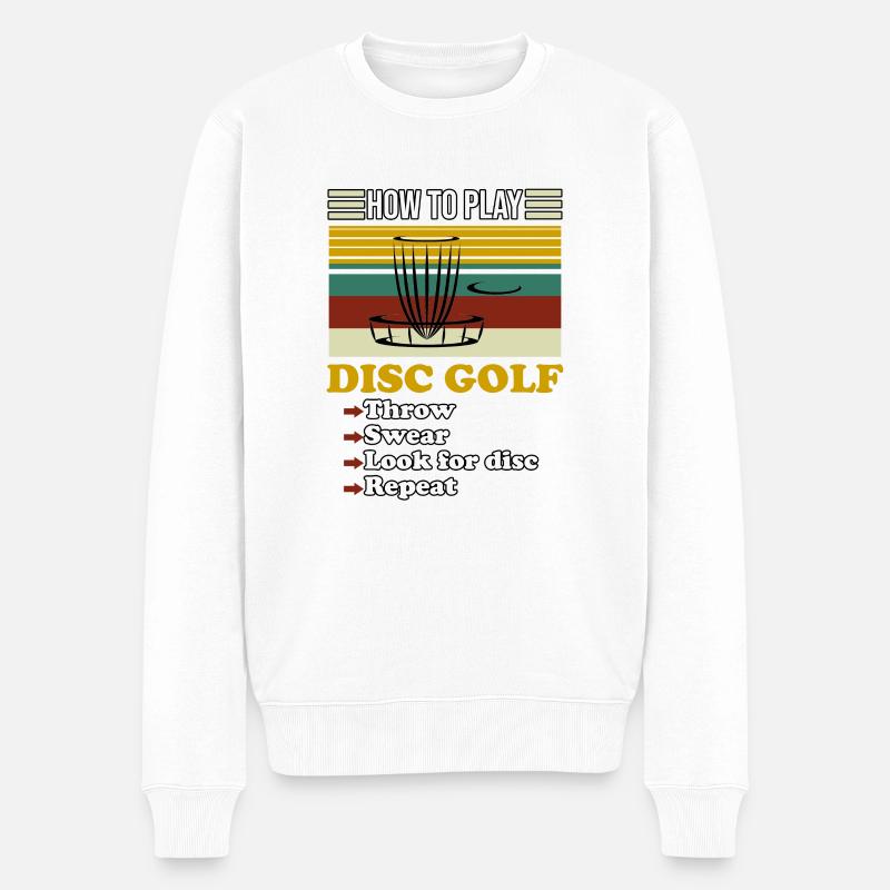 Wie man Disc Golf Retro spielt - Männer Premium Bio Pullover - Weiß