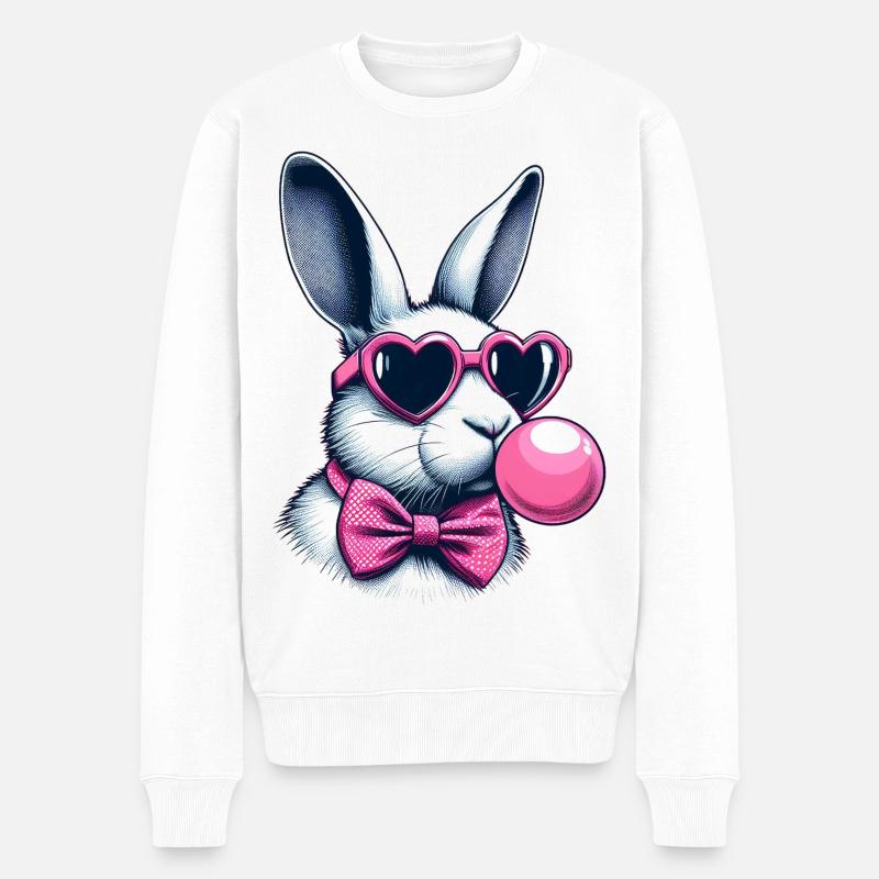 SSW31 Bunny mit Kaugummi - Männer Premium Bio Pullover - Weiß