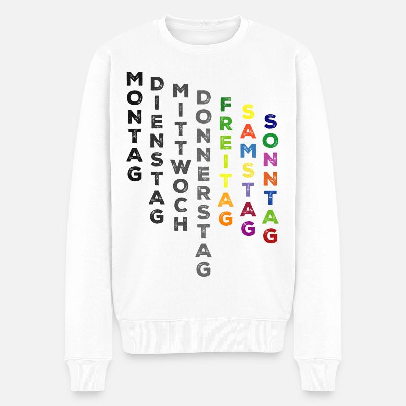 Die Woche , Freitag bis Sonntag - bunt - Männer Premium Bio Pullover - Weiß