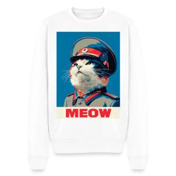 PopArt Katze - Männer Premium Bio Pullover - Weiß - Vorne - Thijin (182cm)