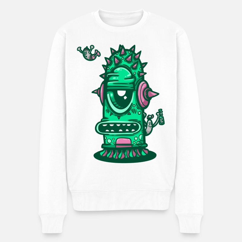 Retro-Musical-Dornenmonster - Männer Premium Bio Pullover - Weiß