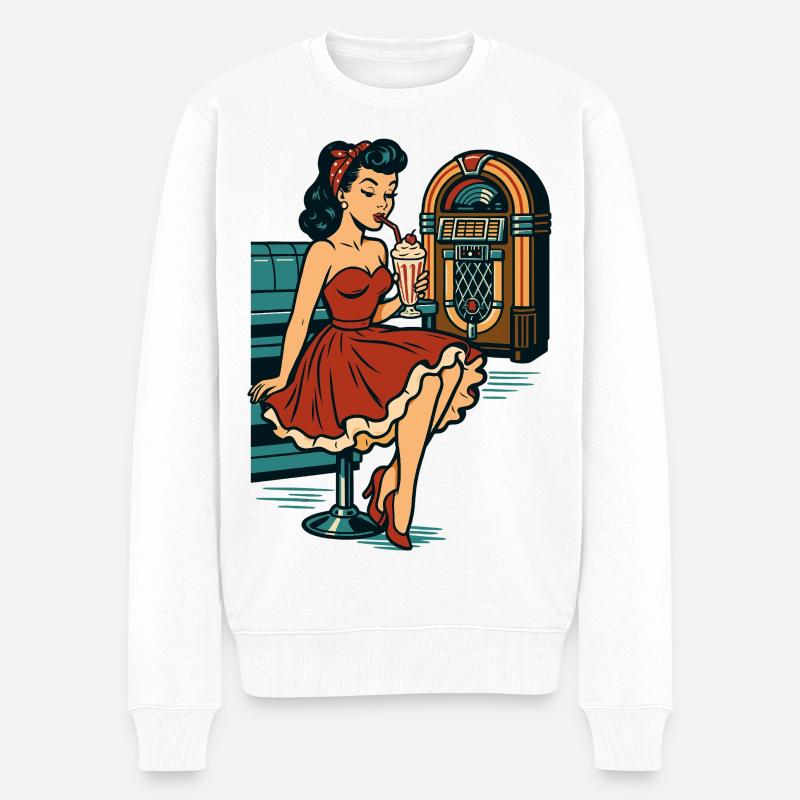 Rockabilly Diner Diner Jukebox Rétro - Pull Premium bio Homme - blanc