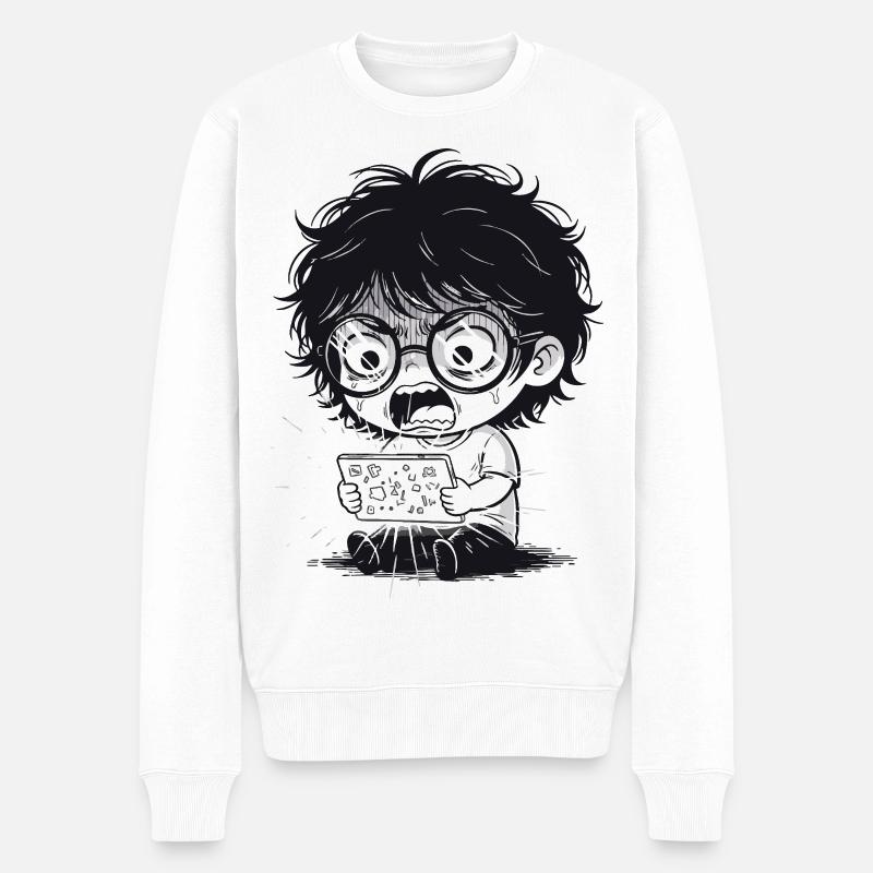 Enfant Colère Tablette Cri Numérique - Pull Premium bio Homme - blanc