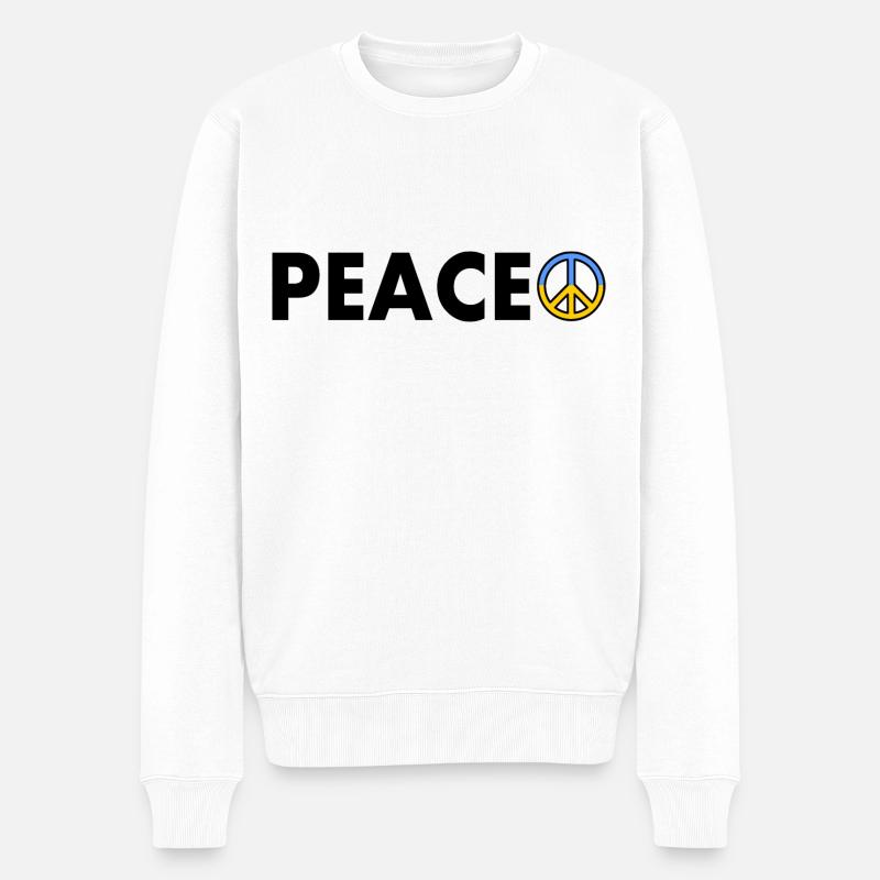Peace - Männer Premium Bio Pullover - Weiß
