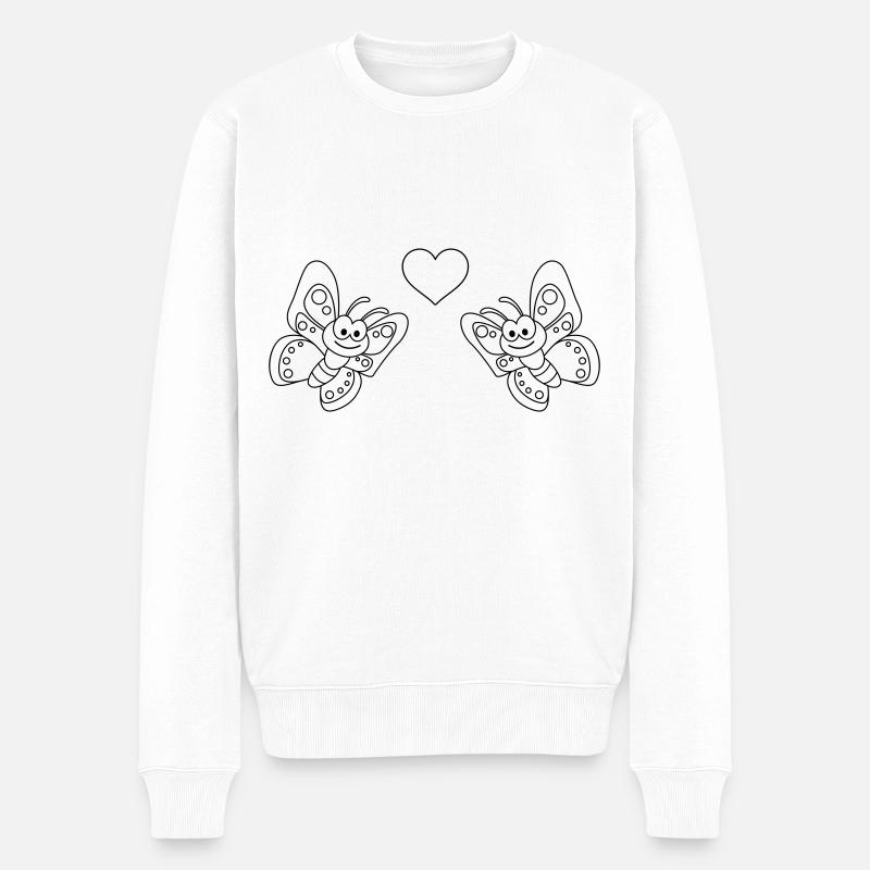 Butterfly Comic Couple Amour - Pull Premium bio Homme - blanc