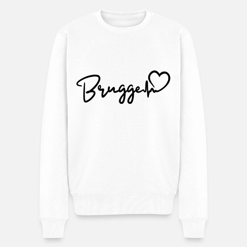 Brugge Herzschlag - Männer Premium Bio Pullover - Weiß