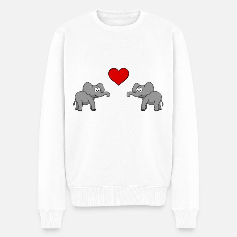 Elephant Comic Couple Amour - Pull Premium bio Homme - blanc