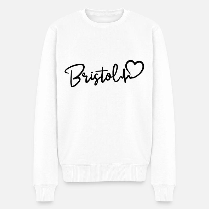 Bristol Herzschlag - Männer Premium Bio Pullover - Weiß
