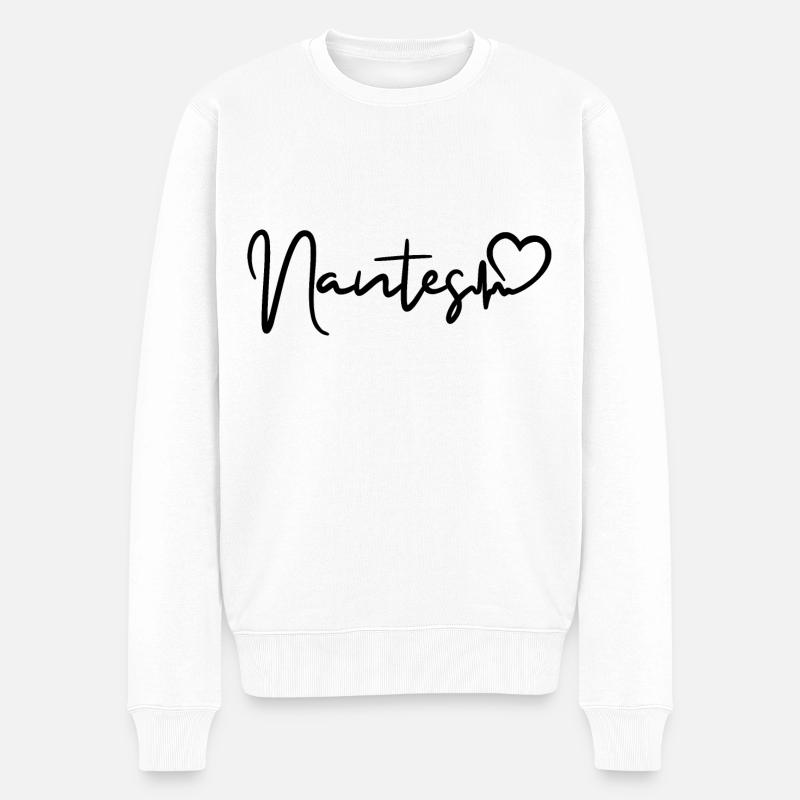 Nantes Herzschlag - Männer Premium Bio Pullover - Weiß