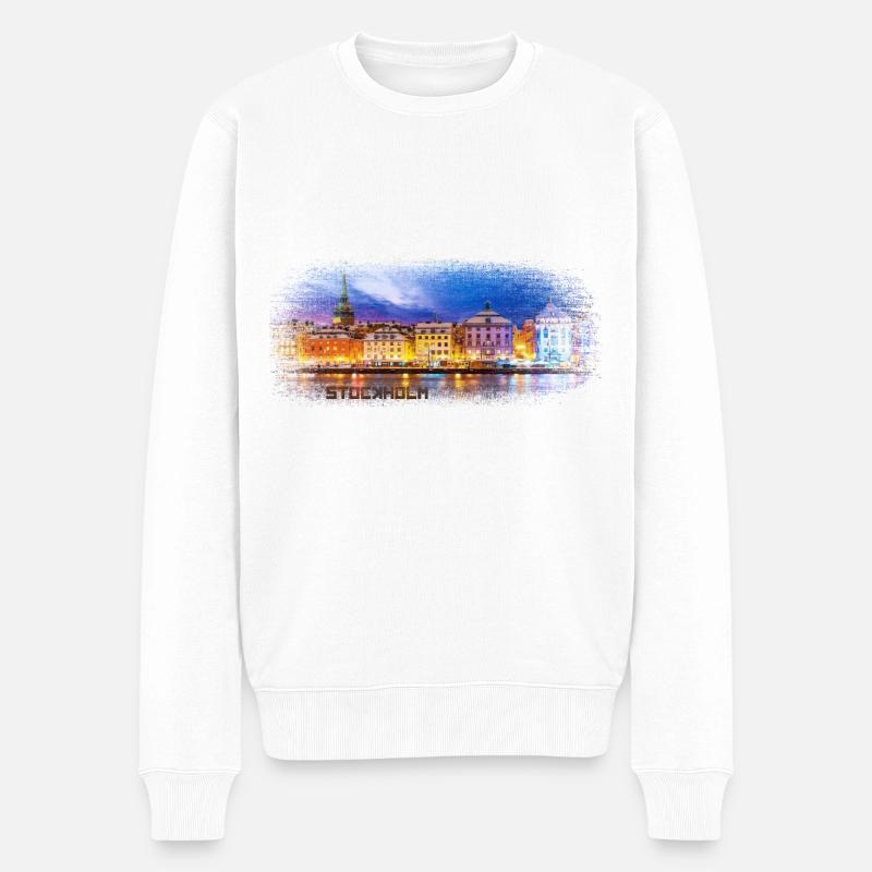 Stockholm Schweden - Männer Premium Bio Pullover - Weiß