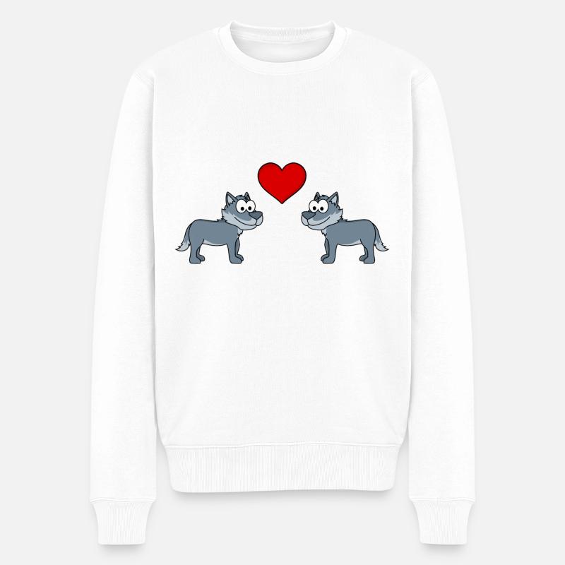 Wolf Comic Couple Amour - Pull Premium bio Homme - blanc
